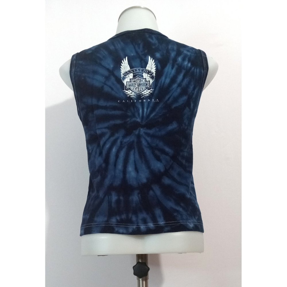 Harley Davidson Vintage Blue Tie Dye Motorcycle Tank Top Santa Cruz, CA Sz M - Picture 2 of 3